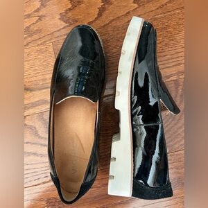 Vionic Kensley Black Patent Leather Loafers with White Soles